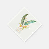 Serviette En Papier Plumes Mariage Turquoise bohème (Coin)