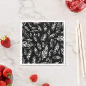 Serviette En Papier Plumes noires et blanches (En situation)
