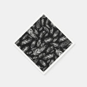 Serviette En Papier Plumes noires et blanches (Coin)