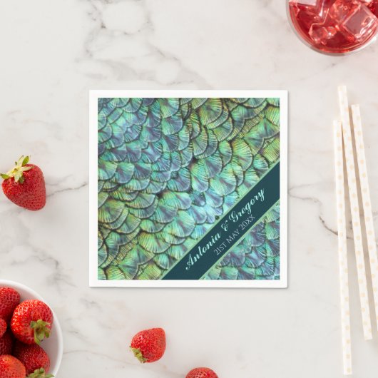 Serviette En Papier Plumes Peacock personnalisées Papier Mariage Napki (En situation)
