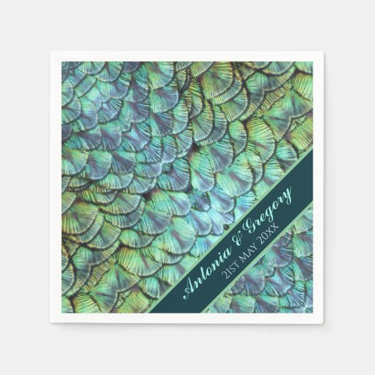 Serviette En Papier Plumes Peacock personnalisées Papier Mariage Napki (Devant)