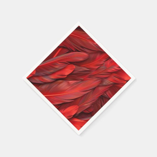 Serviette En Papier Plumes rouges modernes (Coin)