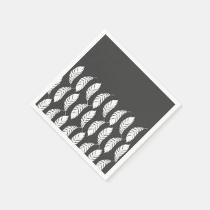 Serviette En Papier Plumes tirées par la main de gris de charbon de