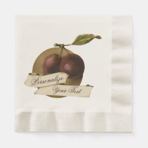 Serviette En Papier Plums Vintages personnalisables Retro Fruit Old Sc