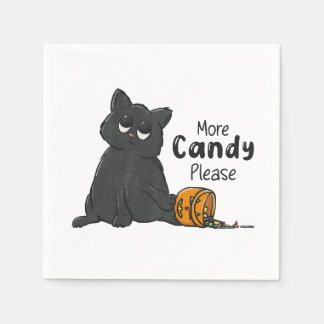 Serviette En Papier Plus de bonbons s'il vous plaît Halloween Chat Noi