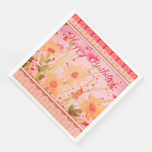 Serviette En Papier Plutôt Bon Anniversaire Dîner Fleur Napkins (Coin)