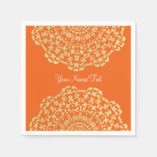 Serviette En Papier Plutôt Élégant Or Orange Lacy Motif