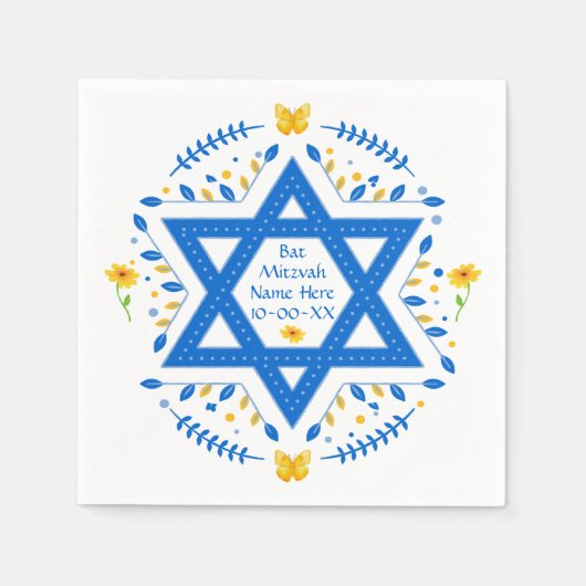 Serviette En Papier Plutôt Personnalisé, Serviettes Bat mitzvah. (Devant)