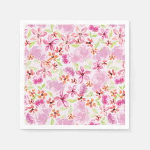 Serviette En Papier Plutôt Romantique Blush Aquarelle Fleur Napkin