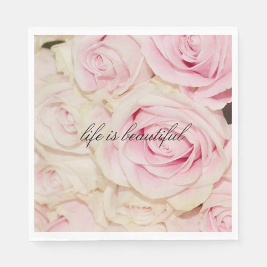 Serviette En Papier Plutôt romantique rose crème rose (Devant)