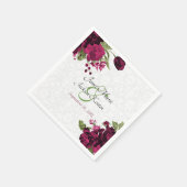 Serviette En Papier Plutôt Vin Profond Mariage Floral serviettes (Coin)