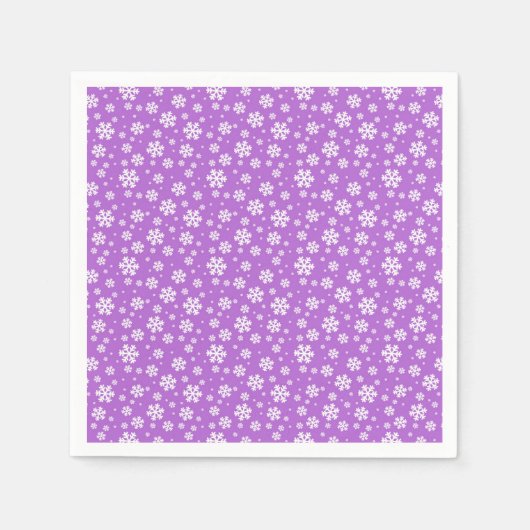 Serviette En Papier Pneus blancs sur Motif d'hiver violet (Devant)