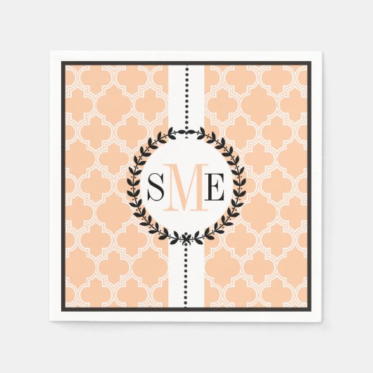 Serviette En Papier Poche, blanc quatrefoil motif mariage (Devant)