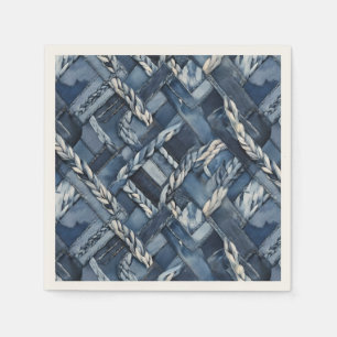 Serviette En Papier Poche Et Tresses En Denim Distressé Sombre