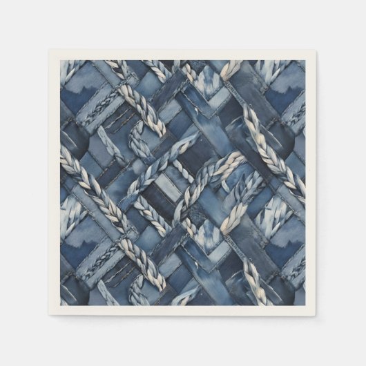 Serviette En Papier Poche Et Tresses En Denim Distressé Sombre (Devant)