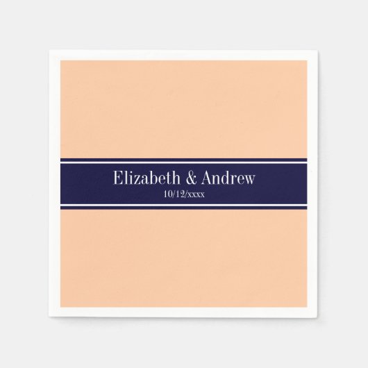 Serviette En Papier Poche solide, Nom de ruban bleu marine Monogramme (Devant)