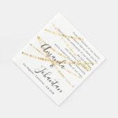 Serviette En Papier Poème mariage Merci Floral Gold Blanc Nom Date (Coin)