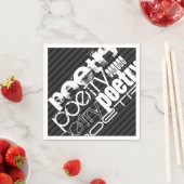 Serviette En Papier Poésie ; Gris Noir & Foncé (En situation)