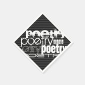 Serviette En Papier Poésie ; Gris Noir & Foncé (Coin)