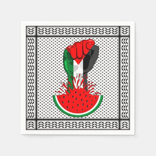 Serviette En Papier Poing de résistance palestinienne sur le symbole d (Devant)