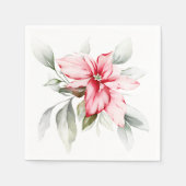 Serviette En Papier Poinsettia aquarelle branches hiver cla (Devant)