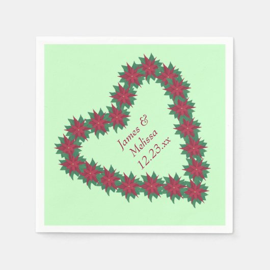Serviette En Papier Poinsettia Coeur Noël serviettes personnalisées (Devant)
