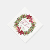Serviette En Papier Poinsettia couronne de Noël personnalisée (Coin)