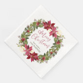 Serviette En Papier Poinsettia couronne de Noël personnalisée (Coin)