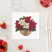 Serviette En Papier Poinsettia et Disco Ball Plaque en papier (En situation)