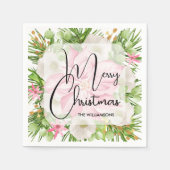 Serviette En Papier Poinsettia Joyeux Noël (Devant)