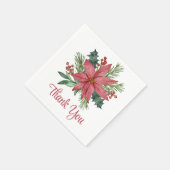 Serviette En Papier Poinsettia Rouge Floral Merci Noël (Coin)