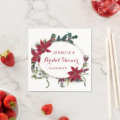 Serviette En Papier Poinsettia Rouge Joyeux Noël Mariage Papier (En situation)