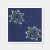Serviette En Papier Poinsettias bleus de Noël (Devant)