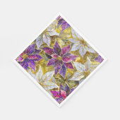 Serviette En Papier Poinsettias de Noël blanc or violet rose (Coin)