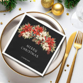 Serviette En Papier Poinsettias Joyeux Noël