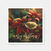 Serviette En Papier Poinsettias Noël (Devant)