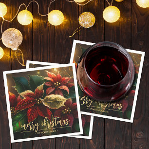Serviette En Papier Poinsettias Noël