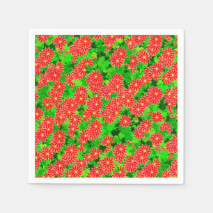 Serviette En Papier Poinsettias rouges et Holly vertes