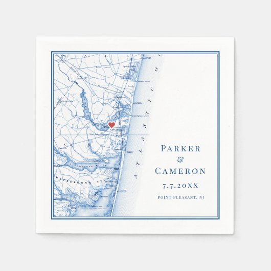Serviette En Papier Point Agréable New Jersey Carte Mariage élégant (Devant)