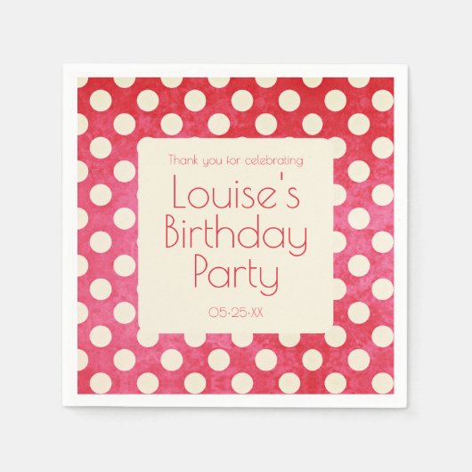 Serviette En Papier Point Polka blanc rouge (Devant)