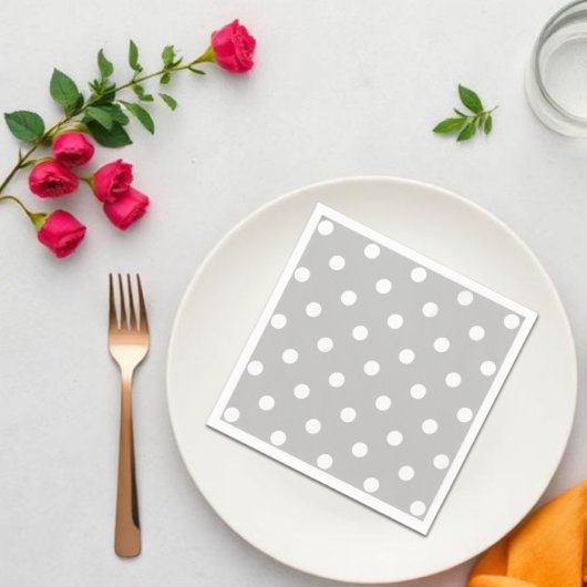 Serviette En Papier Point Polka gris