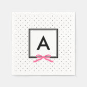 Serviette En Papier Point Polka Noir et Blanc Chic Rose (Devant)