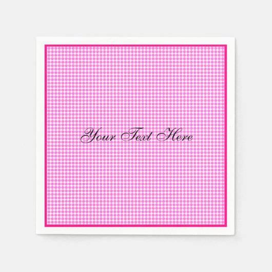 Serviette En Papier Point Polka rose et blanc moderne Customisé (Devant)