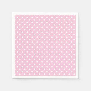 Serviette En Papier Pointillés Classiques Blanc - Rose Clair