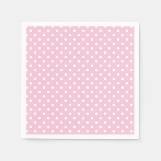 Serviette En Papier Pointillés Classiques Blanc - Rose Clair (Devant)