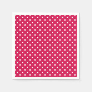 Serviette En Papier Pointillisme Classique Blanc - Framboise