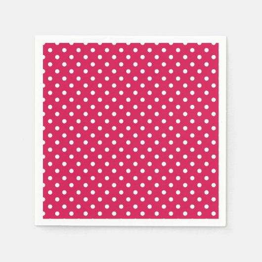 Serviette En Papier Pointillisme Classique Blanc - Framboise (Devant)