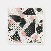 Serviette En Papier Points Abstraits modernes et fleurs roses (Devant)