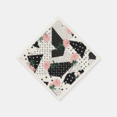 Serviette En Papier Points Abstraits modernes et fleurs roses (Coin)