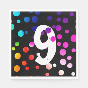 Serviette En Papier Points arc-en-ciel 9e anniversaire